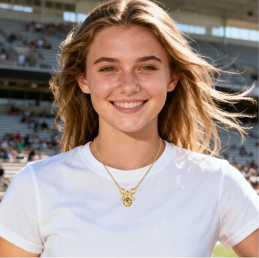 Softball/Soccer/Volleyball/Basketball/Football/Tennis/Pickleball Necklace for Team Coach Player, Sports Lovers Accessories Jewelry Christmas Gifts 16+3 Inches