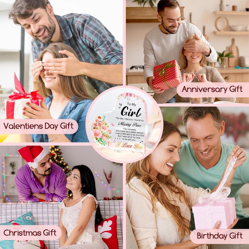 Gifts for Girlfriend, Mothers Day Gifts for Girlfriend, Anniversary Valentines Gifts for Her, To My Girl Acrylic Keepsake, Romantic I Love You Gifts for Her Girlfriend GF Gifts