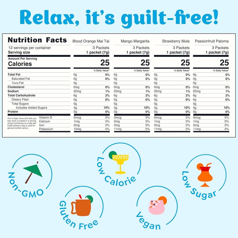 Craftmix Variety Pack, Makes 12 Drinks, Skinny Cocktail Mixers, Mocktails Non-Alcoholic Drinks - Made With Real Fruit - Vegan Low-Carb, Low-Sugar, Non-GMO, Dairy Free, Gluten Free, Easy to Mix