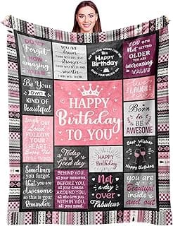 Birthday Gifts for Women Girls Throw Blanket 60"X50", Happy Birthday Decorations for Women, Gifts for Women Birthday Unique, Womens Birthday Gift Ideas for Her Friend Mom Sister Grandma Wife