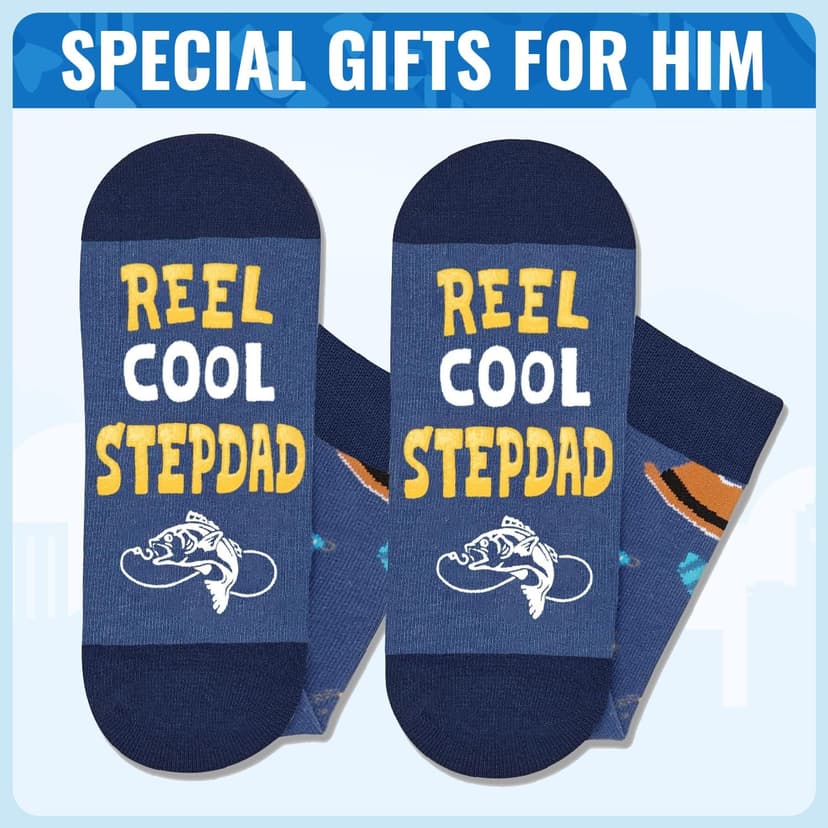 Dark Blue Reel Cool Socks - Funny Gifts For Godfather Step Dad Son In Law Cousin