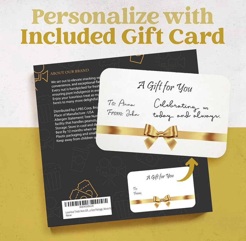 Luxurious Treats Nuts Gift Basket Gourmet Holiday Nut Box Healthy Care Package, Movie Night