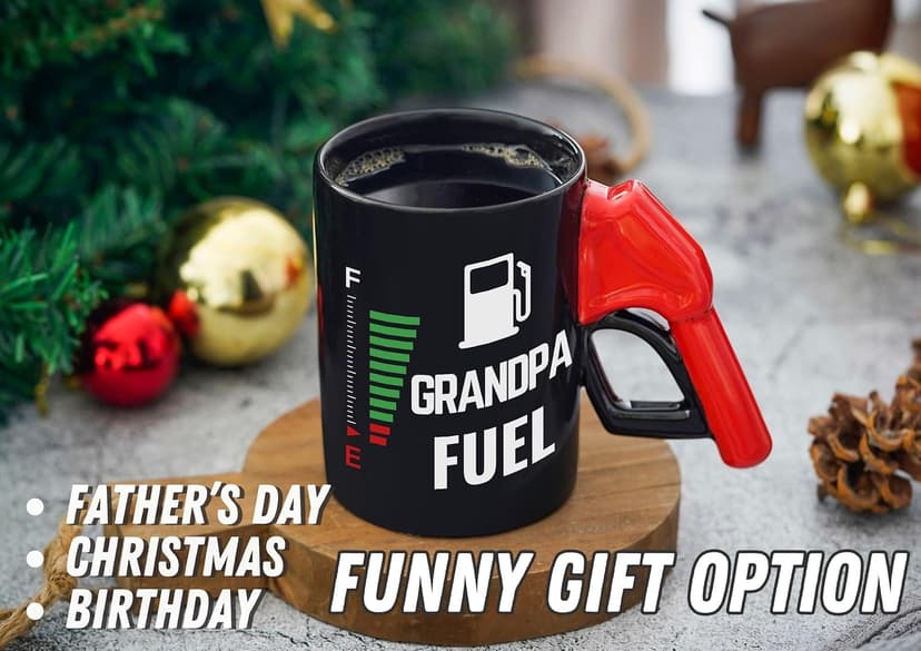 Onebttl Grandpa Gifts, Grandpa Fuel Color Changing Coffee Mug with Fueling Nozzle Handle, Gifts for Grandpa, 13.5oz/400ml Funny Ceramic Mug for Christmas, Father's Day