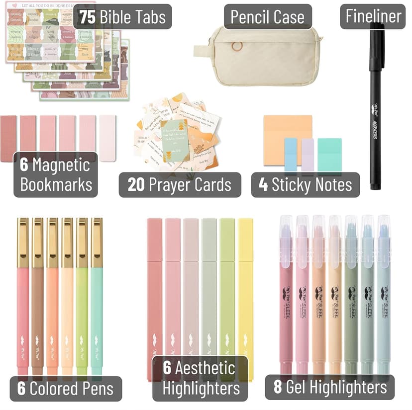 Mr. Pen- Bible Journaling Kit, Bible Study Supplies, No Bleed Bible Highlighters and Pens No Bleed