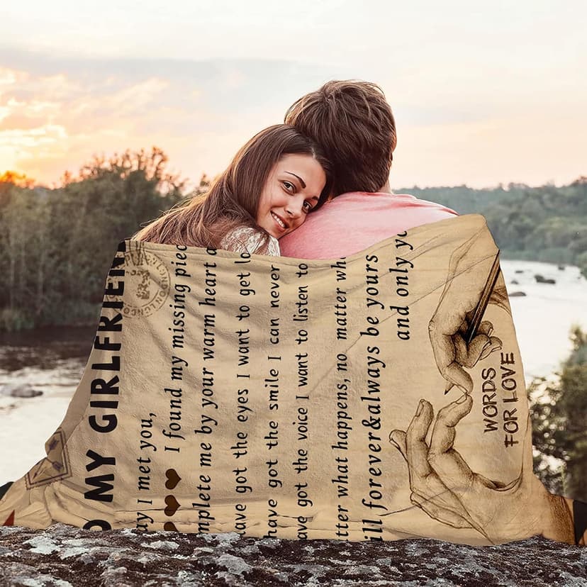 Gifts for Girlfriend to My Girlfriend Blanket Romantic Gifts for Her I Love You Throw Blankets Birthday Anniversary Blankets for Bed Sofa 50"x60"
