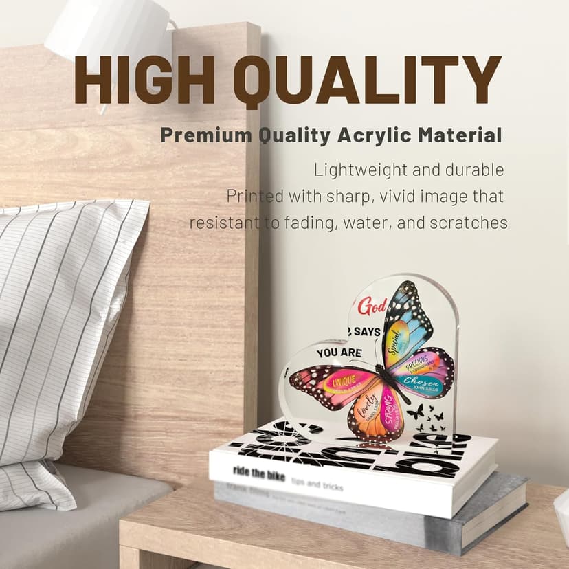 Christian Gifts for Women Birthday, Butterfly Inspirational Gifts for Friends, Mom, Sister, Girl, Female Coworker, Christian - Religious Spiritual Gift, Home Decorative Signs