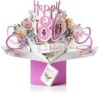 Happy 80th Birthday Pop-Up Greeting Card Original Second Nature 3D Pop Up Cards