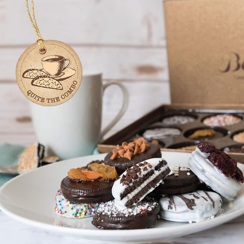 Barnetts Christmas Holiday Thanksgiving Gift Basket, 12 Chocolate Covered Cookies, Gourmet Candy Box Baskets for Prime Food Delivery, Gifts for Dad, Husband, Grandfather, Brother, Son, Father