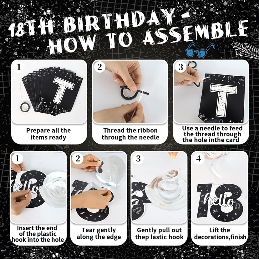 Birthday Party Supplies, Black Birthdays Decorations (18th)