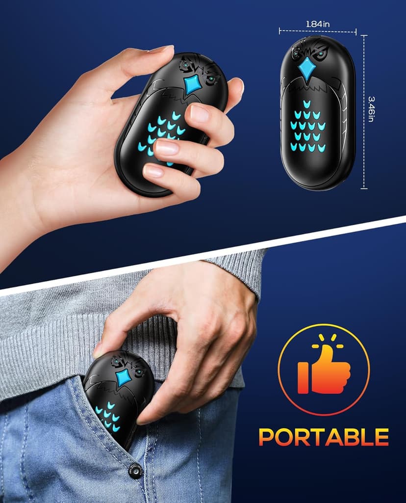 GUKAUT Hand Warmers Rechargeable, 2 Pack 6000mAh Electric Portable Heater, 20 Hrs Long Heating Hot Pockets Hand Warmer, Hunting Gear, Gifts for Women, Men, Raynauds, Camping, Golf, Outdoors