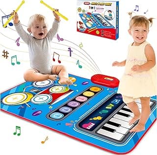 Baby Toys for 1 Year Old: Baby Musical Mat Toddler Toys Age 1-2 - 2 in 1 Piano Drum Babies Play Mat - Infant Music Toy 12-18 Months Babies Birthday Valentines Gifts for 1 2 3 Year Old Boys Girls
