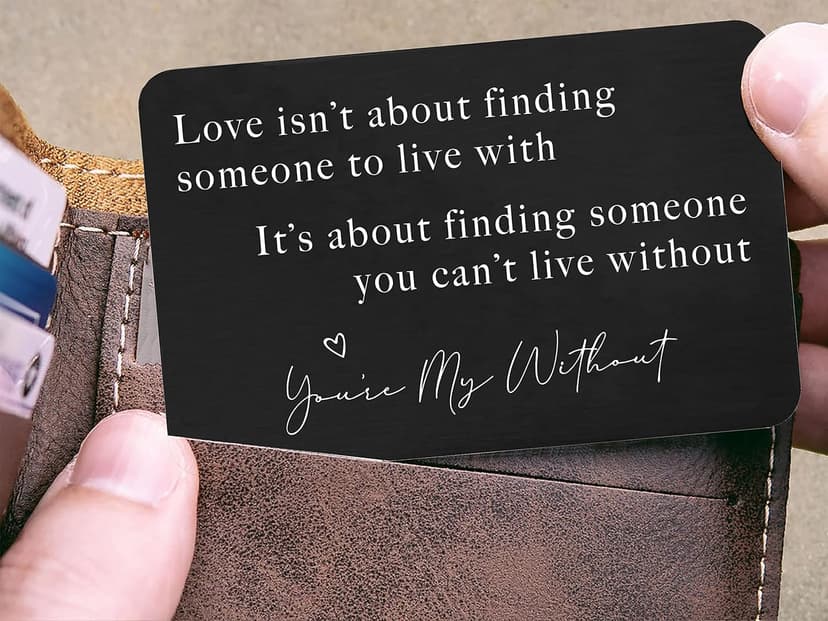 Valentine’s Day Gift for Boyfriend Husband Hubby Fiancé From Girlfriend Wife-Sentimental Engraved Wallet Insert Card Decor -Love Isn't About Finding Someone-Wedding Christmas Birthday Gifts for Men