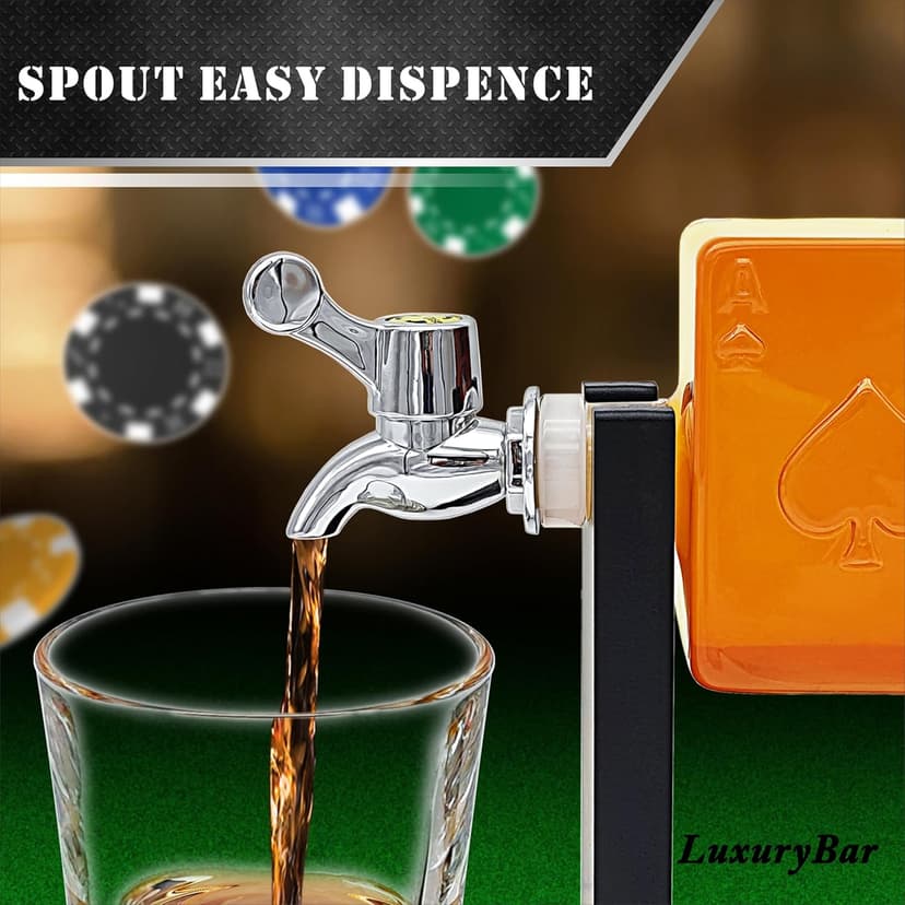 Poker Whiskey Decanter Sets for Men, 27oz Whiskey Decanter Set with Tray, Spout & Stones,Casino Liquor Decanter Dispenser Decanters for Alcohol Tequila Decanter Bourbon Gifts for Men Dad Him Husband