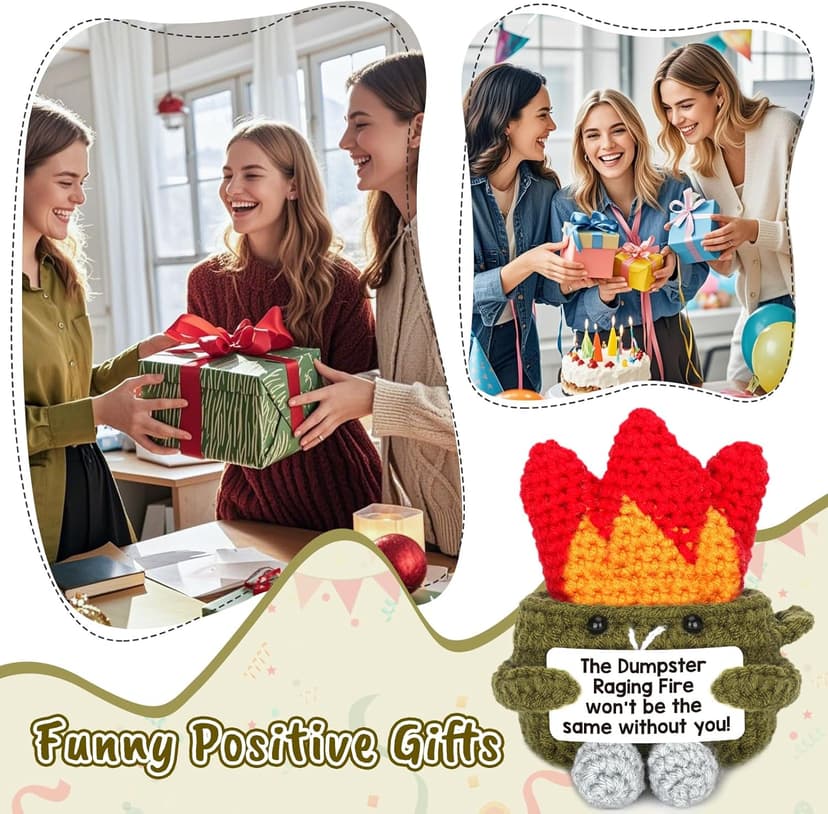 Funny Dumpster Crochet Fire, Bosses Day Gifts for Women Men Boss, Christmas Thank You Appreciation Gifts for Coworker Teacher Friend, Birthday Retirement Farewell Moving Going Away Gift Desk Decor