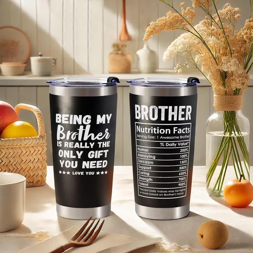 Breezy Valley Brother Gifts, Gifts for Brother from Sister Brother - Best Gifts for Older Little Brother Adult, Funny Brother Birthday Gifts Ideas for Brothers, Presents for Brother Tumbler Coffee Cup