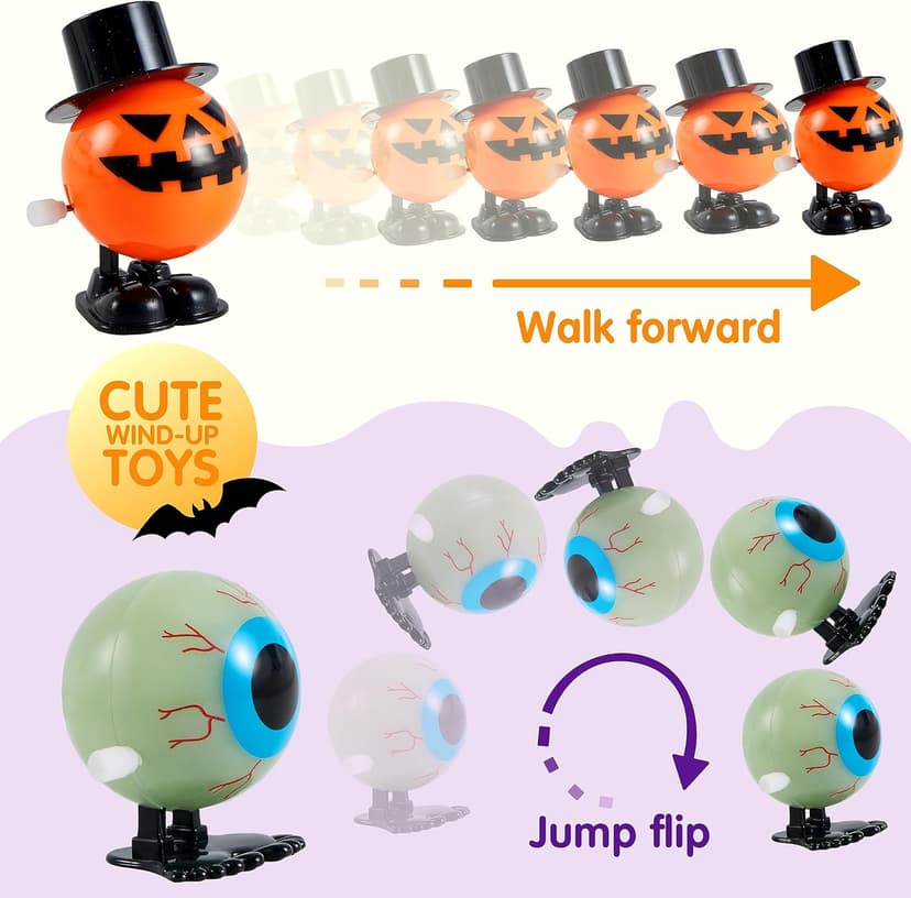 JOYIN 12 PCS Halloween Wind Up Toys for Kids Gifts, Wind Up Toys Bulk for Halloween Party Favors Goodie Bag Fillers, Student School Classroom Favors, Carnival Game Prizes