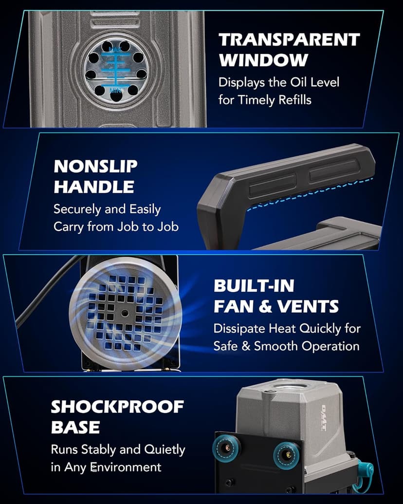 Orion Motor Tech Vacuum Pump, 3.5 cfm 1/4 hp HVAC Single Stage Vacuum Pump for R12 R22 R134a R410a R502, Auto AC Vacuum Pump Kit for Automotive Air Conditioner Resin Degassing & More, Oil Included