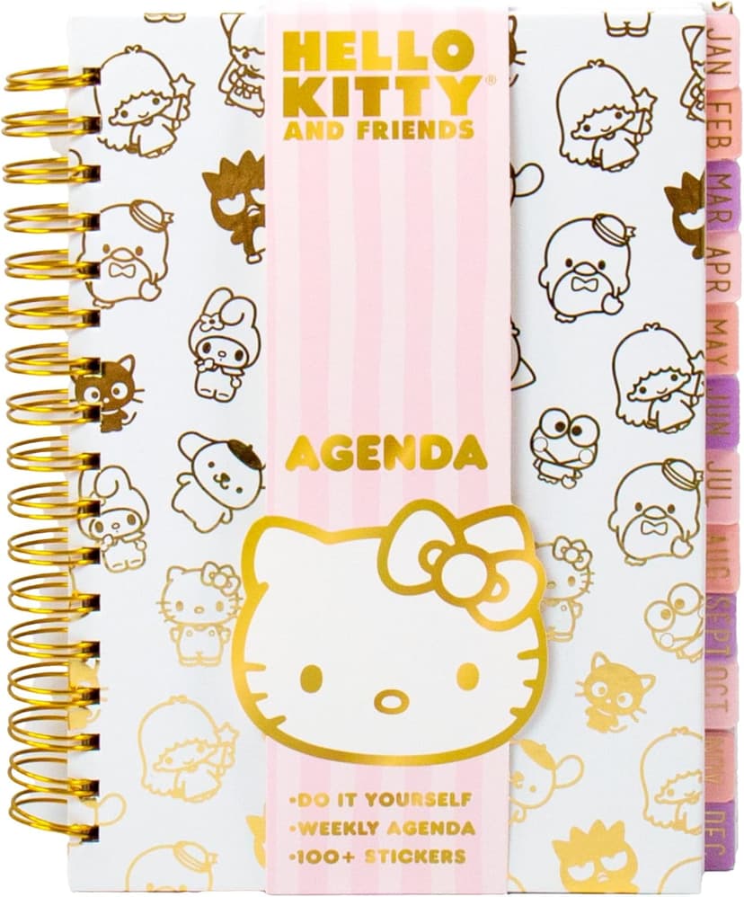 Horizon Group USA Hello Kitty and Friends Agenda, 70 Pages, Hardcover Planner, Kuromi Stickers, Sanrio Stuff, Cute School Supplies, Stationery and Accessories