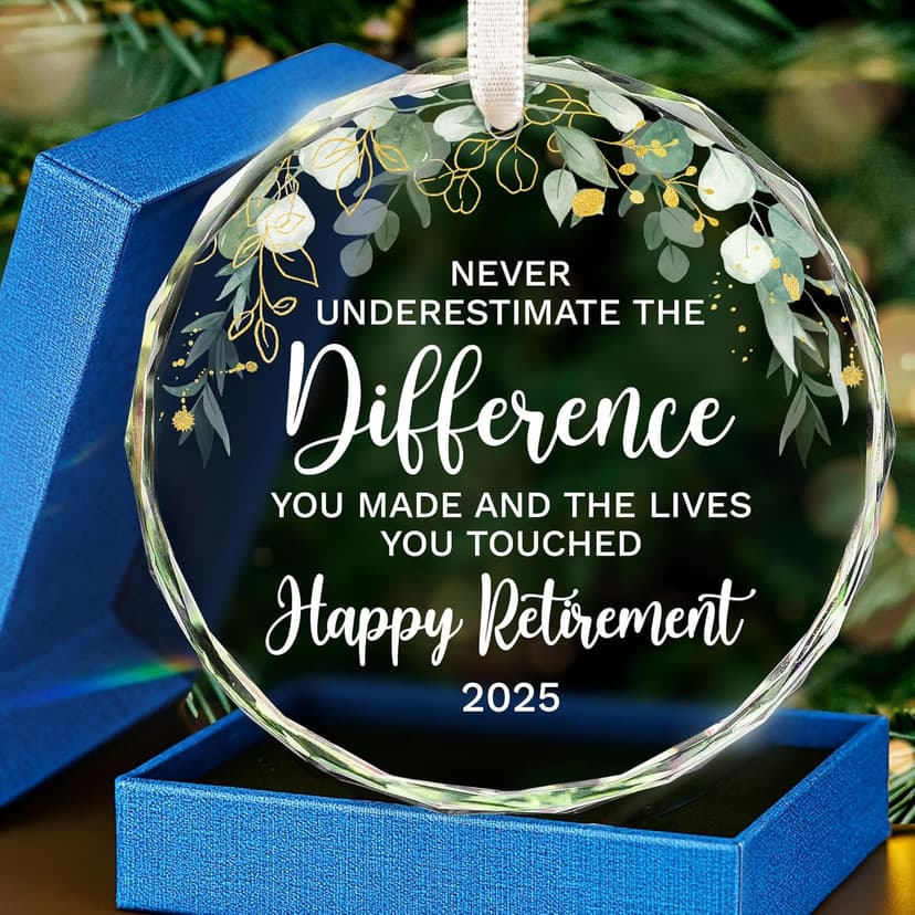 HEXMOZ Retirement Gifts - Retirement Gifts for Women, Men 2025 - Retired Ornament 2025 - Retired Gift for Coworker, Boss, Employee, Teacher, Nurse, Woman, Man - Glass Christmas Ornament Keepsake
