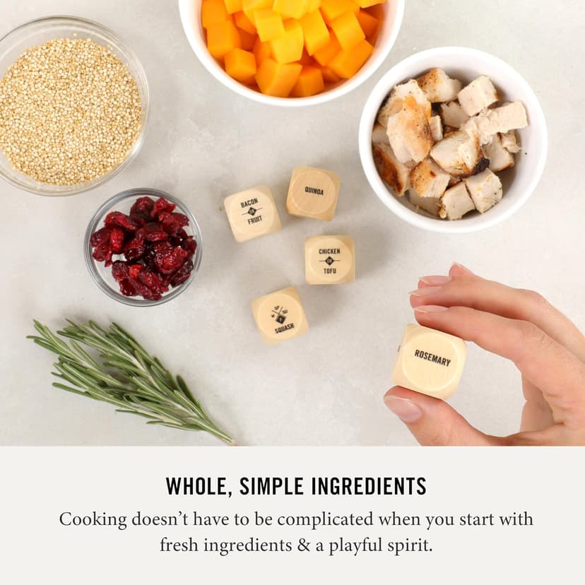Two Tumbleweeds Foodie Dice - New Edition: Set of 9 Dice to Inspire Creative, Seasonal Meals with Take Out Die - Unique Cooking Gift