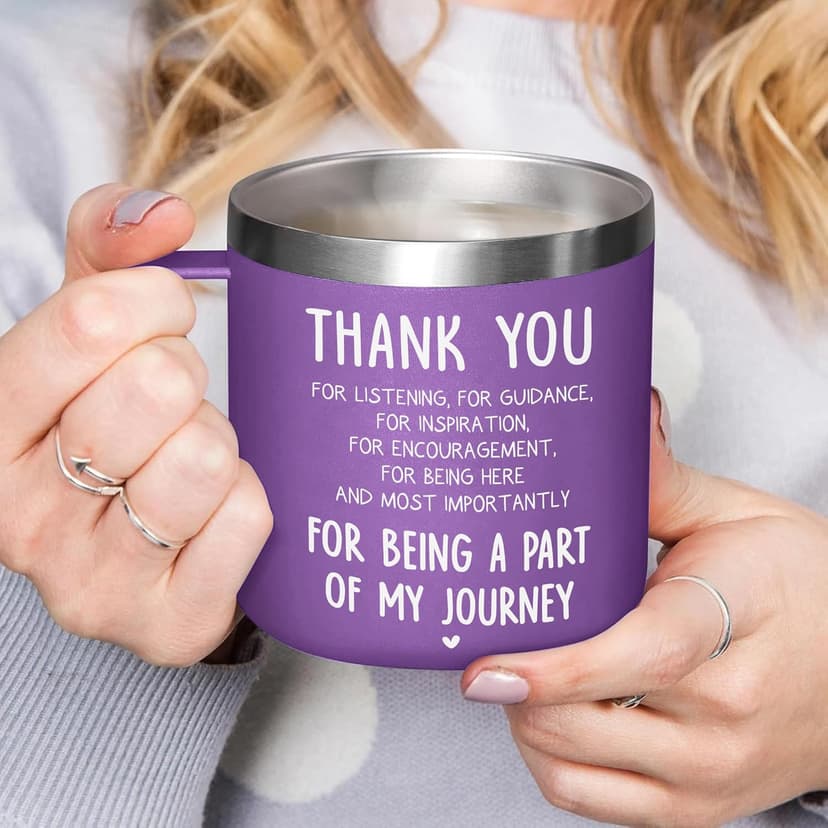 Gossby 14oz Insulated Coffee Tumbler Mug - Thank You for Listening - Thank You, Appreciation, Birthday Gift for Women, Men, Teacher, Boss, Coworker, Friend - Travel Cup with Lid, Straw