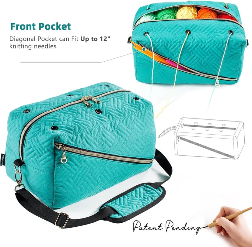 Crochet Bag Organizer - Knitting Bag - Yarn Storage Organizer - Yarn Bag for Crocheting - Yarn Holder for Crochet Accessories, Knitting Needles, Crochet Hooks, Crocheting & Knitting Gifts,