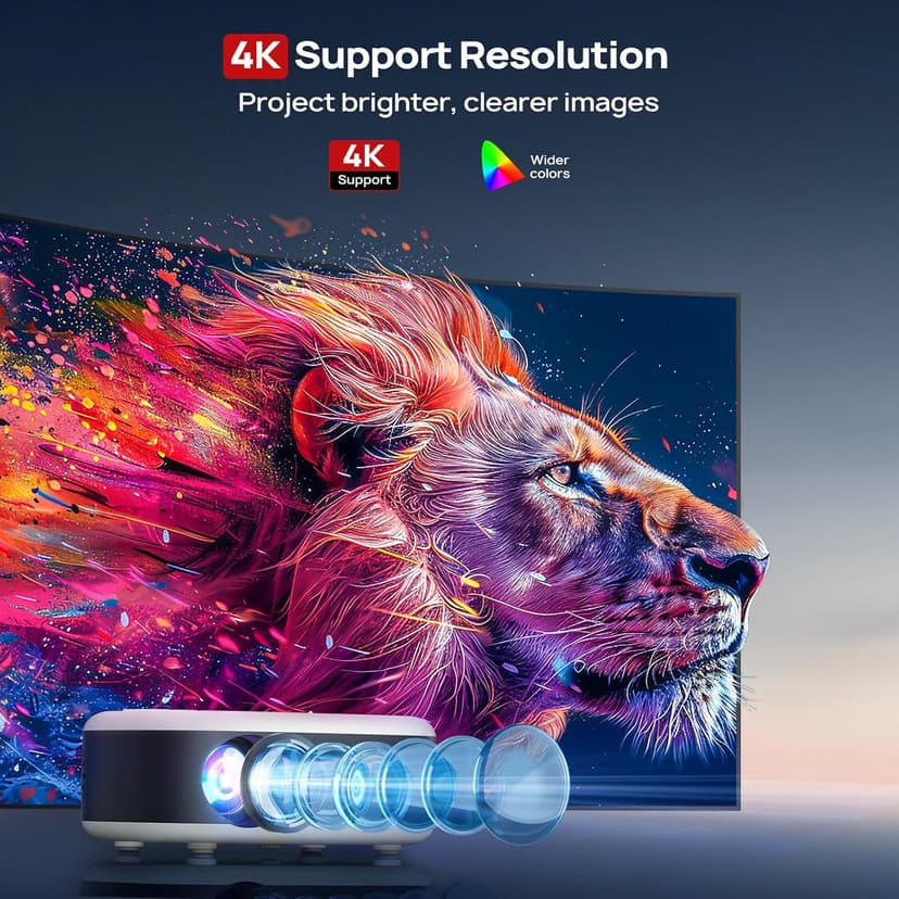 Projector with WiFi and Bluetooth, 1080P Full HD Portable Projector, 4K Supported Outdoor Projector, Lag-free 5G WIFI 6, Compatible with iPhone, Android, PC, TV Stick, PS5, Xbox