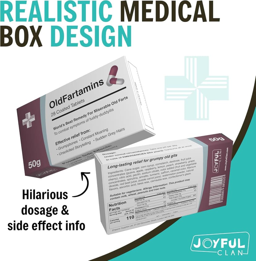 Funny Prank Pill Box with Sweets, Gag Gifts for Men, 20th 30th 40th 50th 60th 70th Birthday Gifts for Him, Novelty Joke Birthday Gifts for Boyfriend, Birthday Gift Hamper for Her