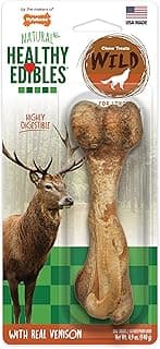Nylabone Healthy Edibles WILD Natural Dog Chew Treats for Large Dogs, Long Lasting Dog Healthy Chew Bones Made in USA, Venison Flavor, For Dogs Up to 50 lbs. (1 Count)