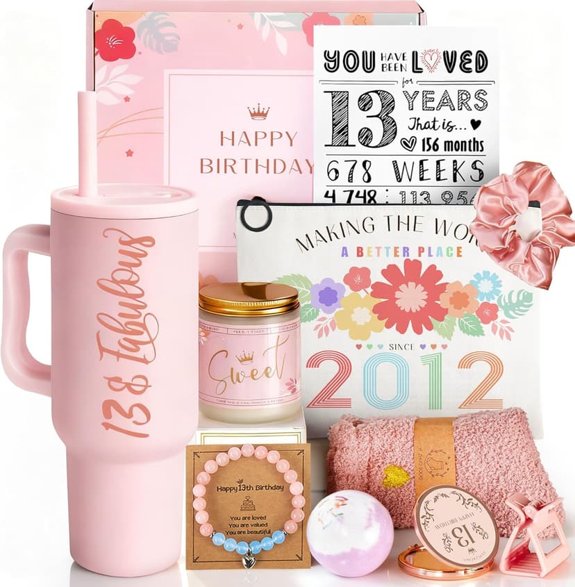 13th Birthday Gifts for Girls - 13 Year Old Girl Gifts Ideas for Offical Teenagers Girls - 13th Birthday Decorations Trendy Teen Girl Stuff - 11 Pieces Best Present for Daughter, Niece