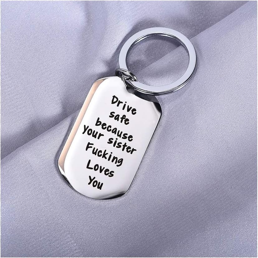 CINDYHE Drive Safe I Love You Keychain for Brother Sister Best friend Keychain Gift