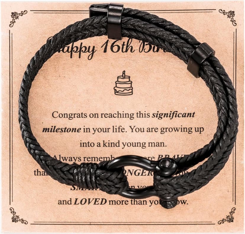 16 Year Old Birthday Gifts for Him Son Grandson Cool 16th yr Bday Jewelry Happy 16th Birthday Bracelet