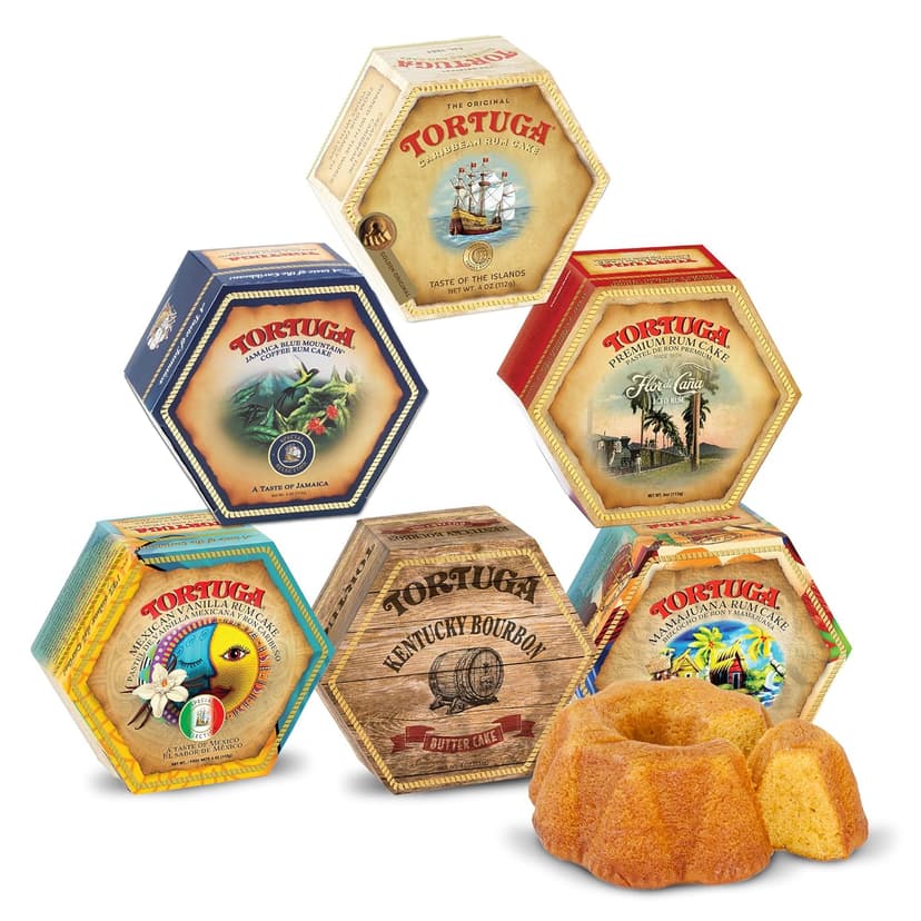 TORTUGA Provenance Rum Cake Variety Pack – 4 oz. - 6 Pack - The Perfect Premium Gourmet Gift for Stocking Stuffers, Gift Baskets, and Christmas Gifts - Great Mini Cakes for Delivery