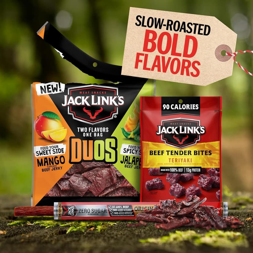Jack Link’s DUOs Gift Box – Includes Beef Jerky, Chicken & Tender Bites, & Sticks, Great Protein Gifts for Dad, Men or Meat Lovers, Ideal for Holidays & More – 11-Piece Beast Snack Variety Pack