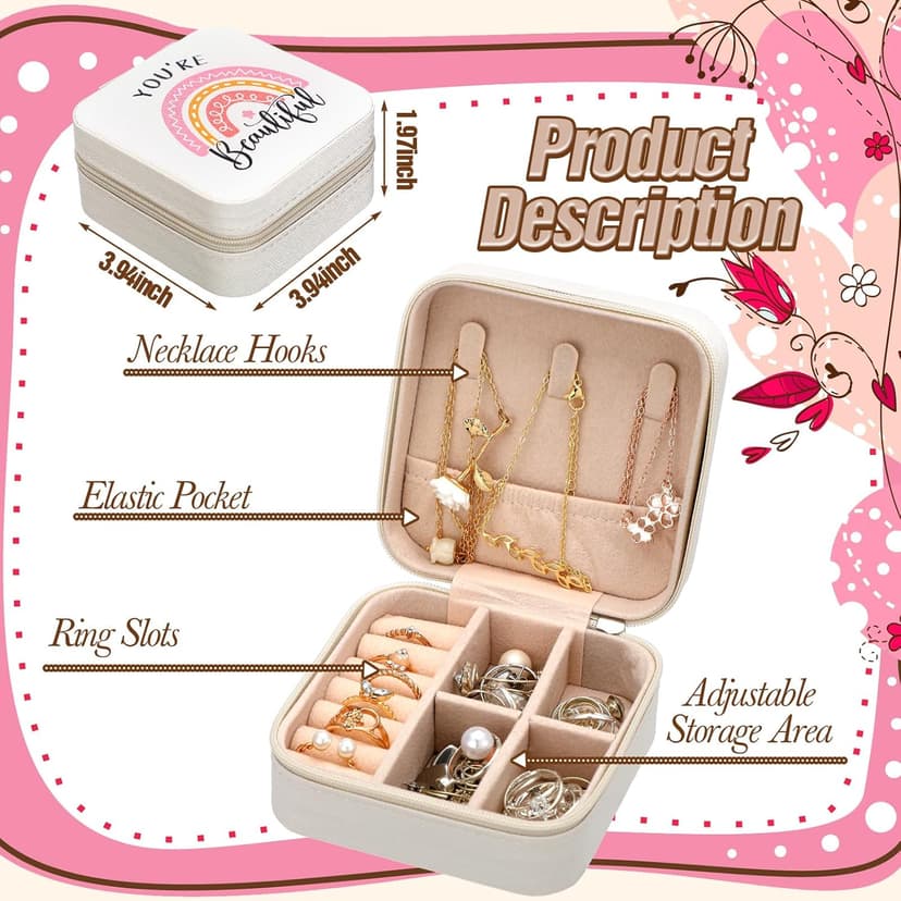 Kenning 6 Pcs Rainbow Inspirational Travel Jewelry Boxes Inspirational Gifts Travel Jewelry Case Employee Appreciation Gifts for Women