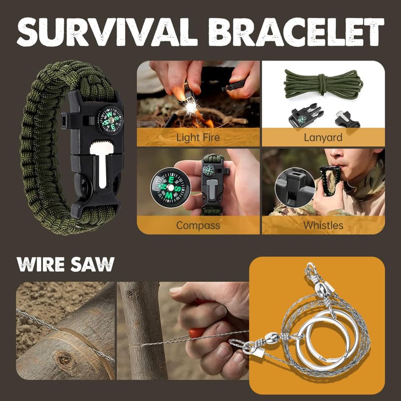 Gifts for Men Him Dad, Survival Kit and Equipment 25 Pcs, Valentines Gifts for him, Christmas Stocking Stuffers,Camping Essentials, Survival Gear, Cool Gadgets for Men