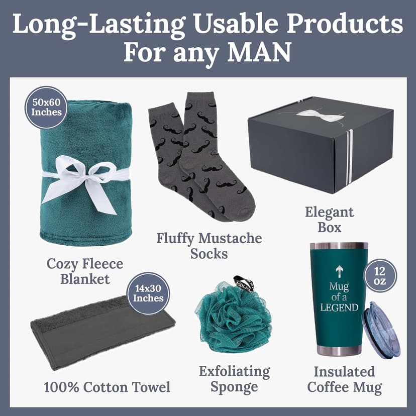 GOLDMUS Gift Basket for Men – Funny Birthday Basket for Men, Luxury Gift Box for Appreciation or Thank You, Celebration Surprise Set, Unique Mens Gift Basket Idea for Relaxation and Thoughtful Moments