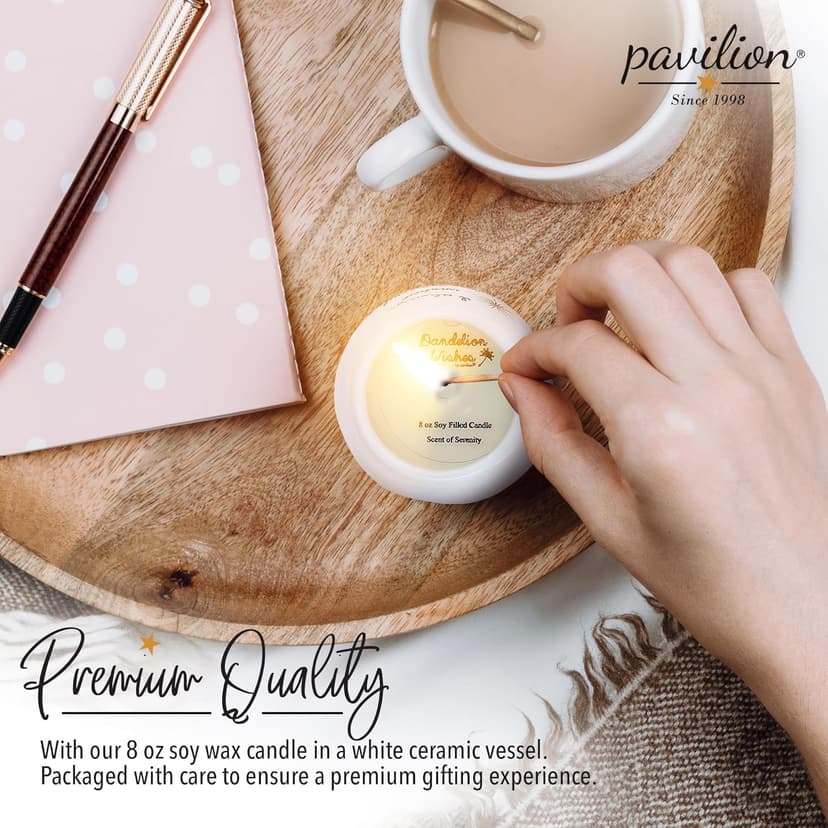 Pavilion - 8 Oz Candle Holder - White Ceramic Candle Jar with 100% Soy Wax Candle Serenity Scent "Make a wish Happy 30th" Ideal Gift for Loved Ones - Printed Text, Love Theme & Oval Shape