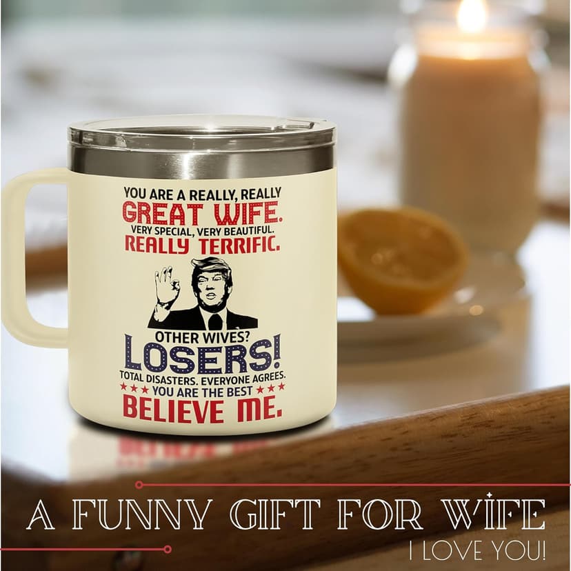 Gifts for Wife from Husband - Wedding Anniversary for Women, Birthday, Mothers Day, Christmas Wife Gifts for Her - Romantic Love Gift for Her - 14 Oz Stainless Steel Coffee Mug