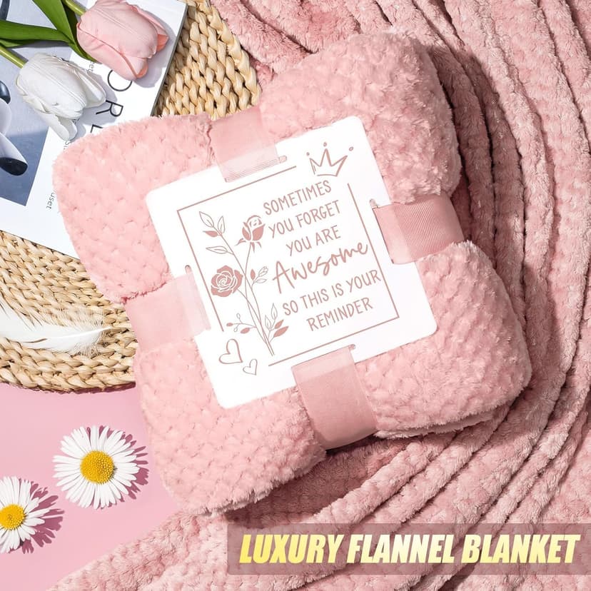Birthday Gifts for Women Self Care Gifts Get Well Soon Gifts, Rose Relaxing Spa Gifts Basket Care Package w/ Luxury Flannel Blanket 40 oz Tumbler, Mothers Day Gifts for Mom Her Wife Girlfriend Sister