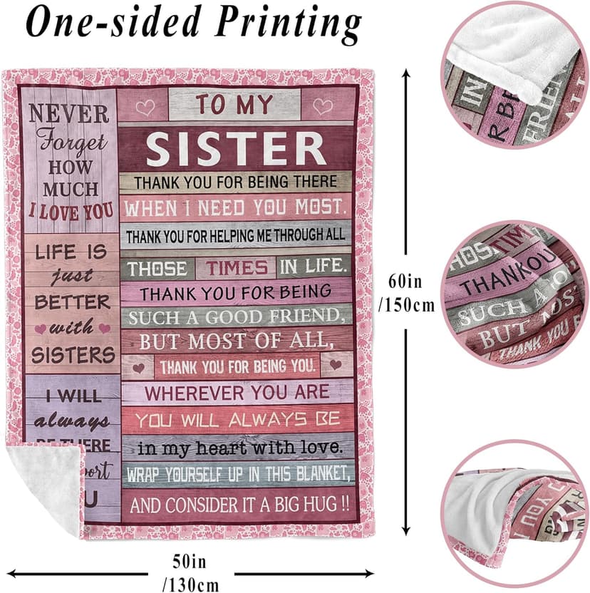 XALAZY Sister Gifts Blanket 50" X 60", Sister Birthday Gifts for Women, Big Sister Gifts for Girls, Sisters Gifts from Sis, Sis Christmas Prensent Throw