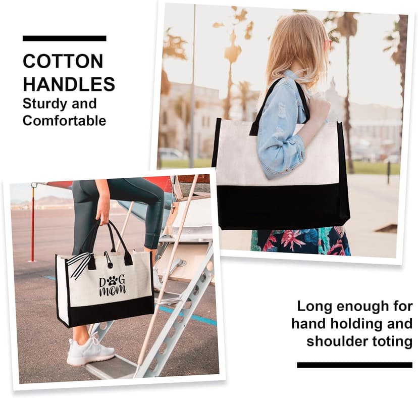 Craftique Dog Mom Tote Bag Gifts for Women, Dog Mom Birthday Gifts for Dogs Lovers, Practical Tote Bag for Shopping Travel Picnic, 17” x 6.7” x 12.5”