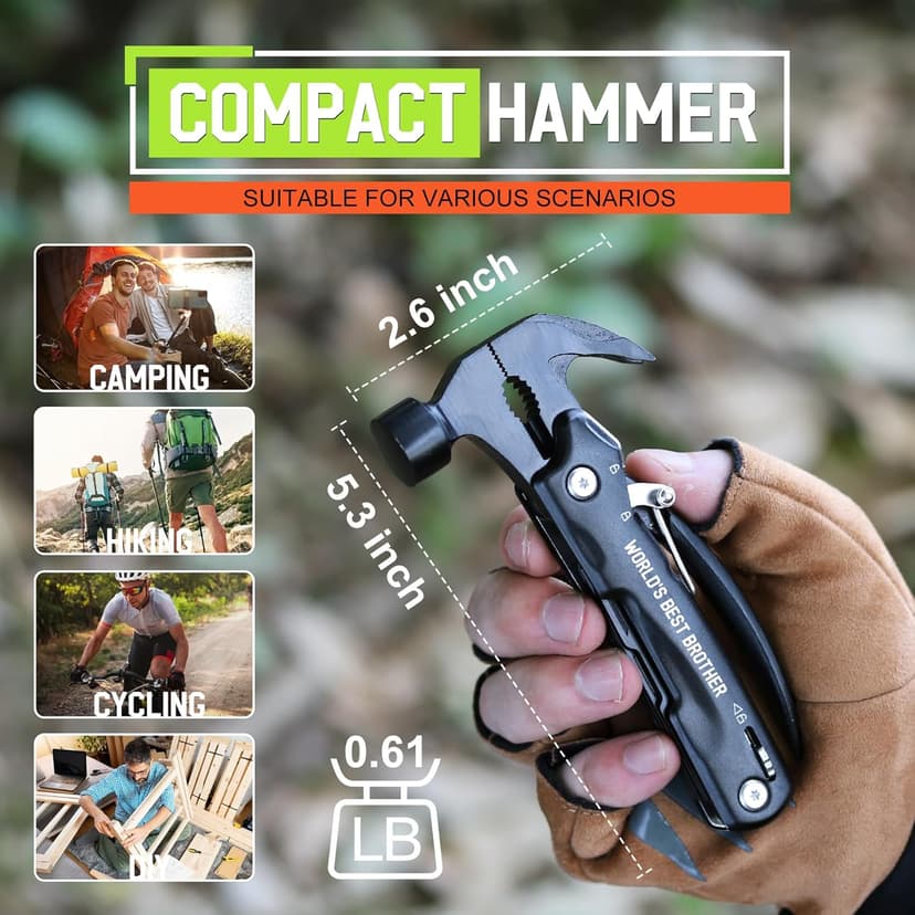 Gifts for Brother on Christmas - Brother Gifts, Brothers Gift from Sister - Fathers Day Birthday Gift for Brothers - Christmas Brother’s Presents, Multitool Hammer