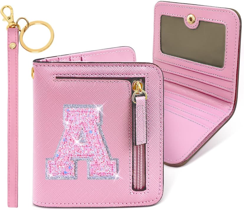 COSHAYSOO Initial RFID Girls Wallet Wristlet Christmas Stocking Stuffers Birthday Gift Ideas for 6 7 8 9 10 11 12 13 14 Year Old Girl Girly Gifts Tween Preteen Teen Preppy Trendy Stuff Pink Letter A