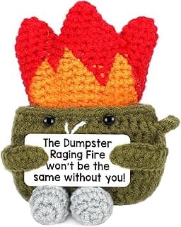 Funny Dumpster Crochet Fire, Bosses Day Gifts for Women Men Boss, Christmas Thank You Appreciation Gifts for Coworker Teacher Friend, Birthday Retirement Farewell Moving Going Away Gift Desk Decor