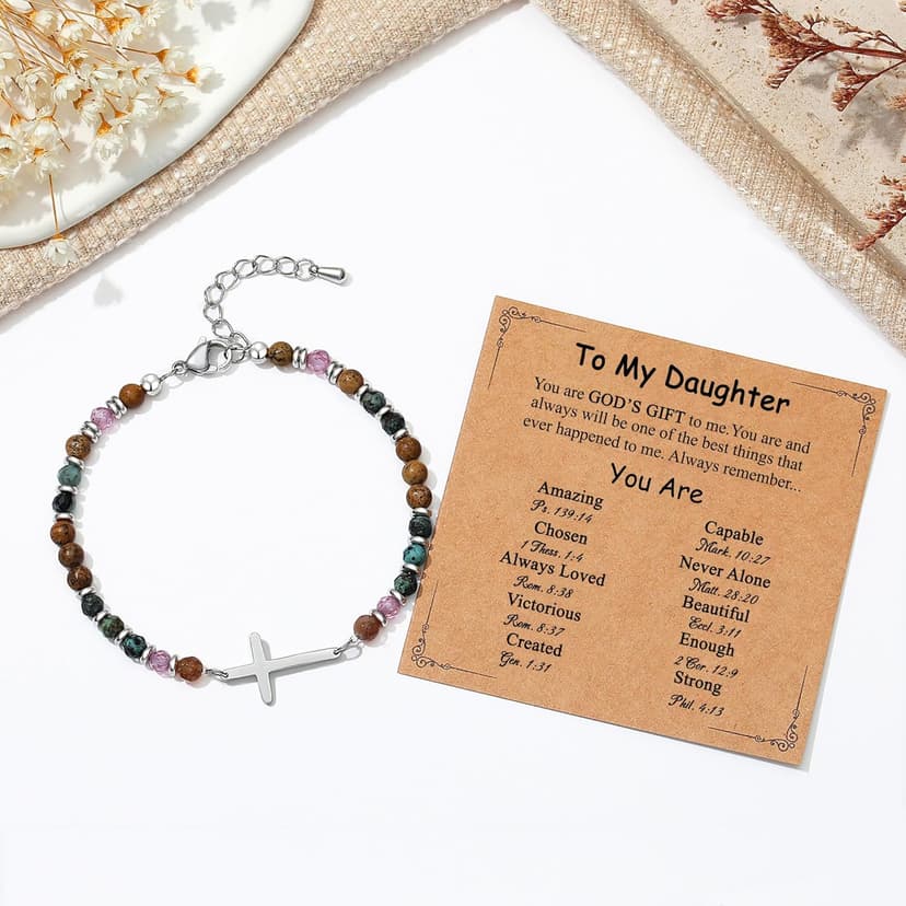 TONY & SANDY Cross Bracelet for Women, Christian Gifts for Women, Confirmation Baptism Easter Gifts, Unique Gift for Friends Daughter Mom Sister in Christ Niece on Birthday Christmas