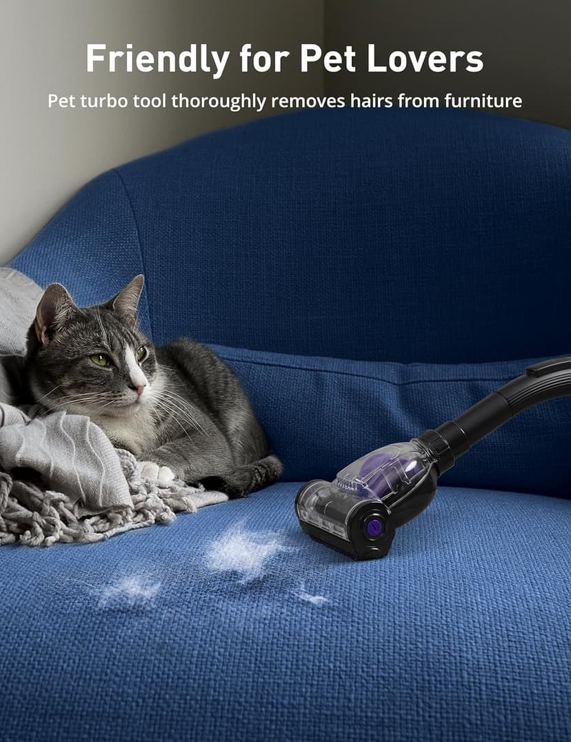 Aspiron 1700W Canister Vacuum Cleaner, 45Kpa Bagless Vacuum Cleaner, Multi-Cyclonic Filtration, 2 Anti-Allergen HEPA Filters, 3.5QT Dust Cup, 4 Tools, Corded Vacuum for Hard Floor, Pet Hair, Violet