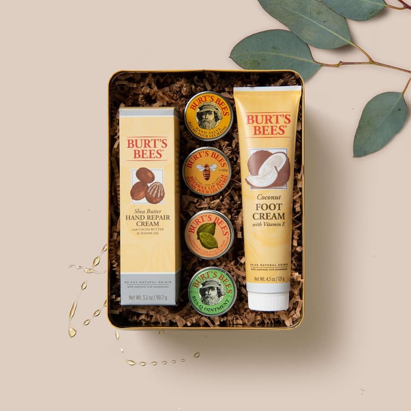 Burt's Bees Back To School Gifts Ideas - Classics Set, 6 Products in Giftable Tin – Cuticle Cream, Hand Salve, Lip Balm, Res-Q Ointment, Hand Repair and Foot Cream