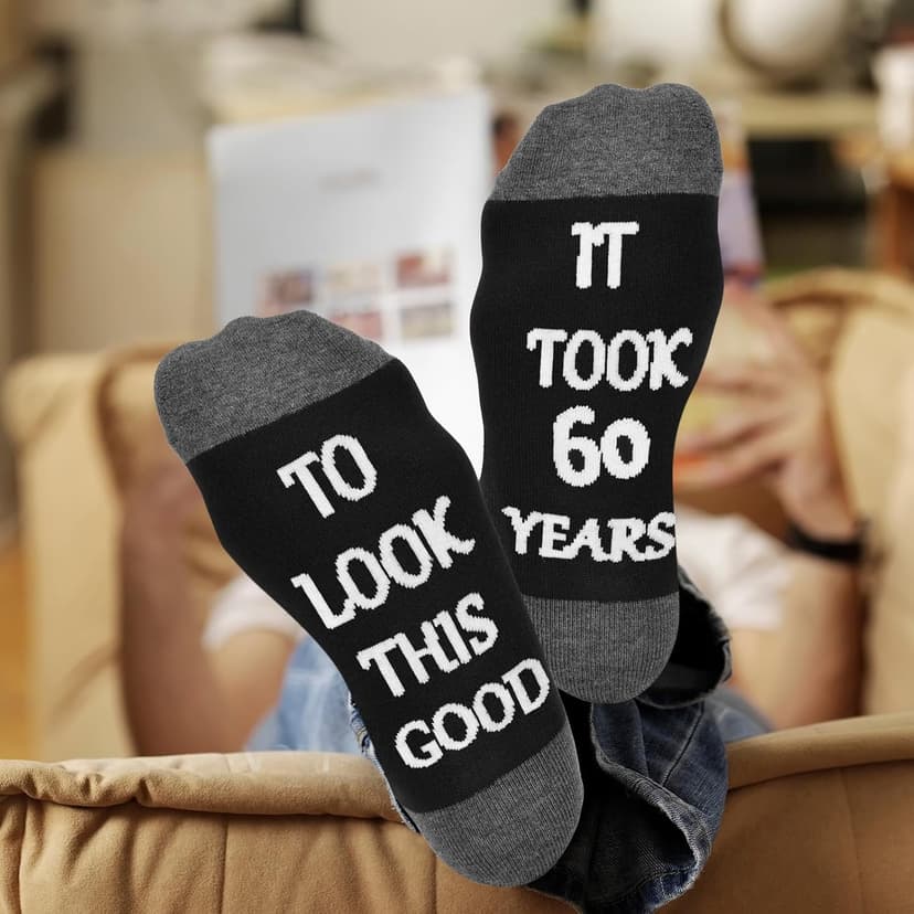 40th 50th 60th Birthday Gifts For Him, Men 40th 50th 60th Birthday Decorations, Cool Gifts Funny Crews Black Cotton Socks