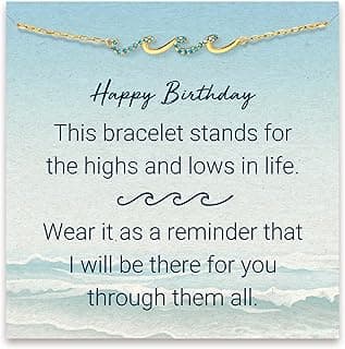 STORYJEWELLERY Birthday Gifts for Women, Gifts for Sister Mom Daughter and Friend, 30th 40th 50th 60th Birthday Gifts for Women, Wave Bracelet for Sister Mom and Daughter, Retirement Gift for Woman
